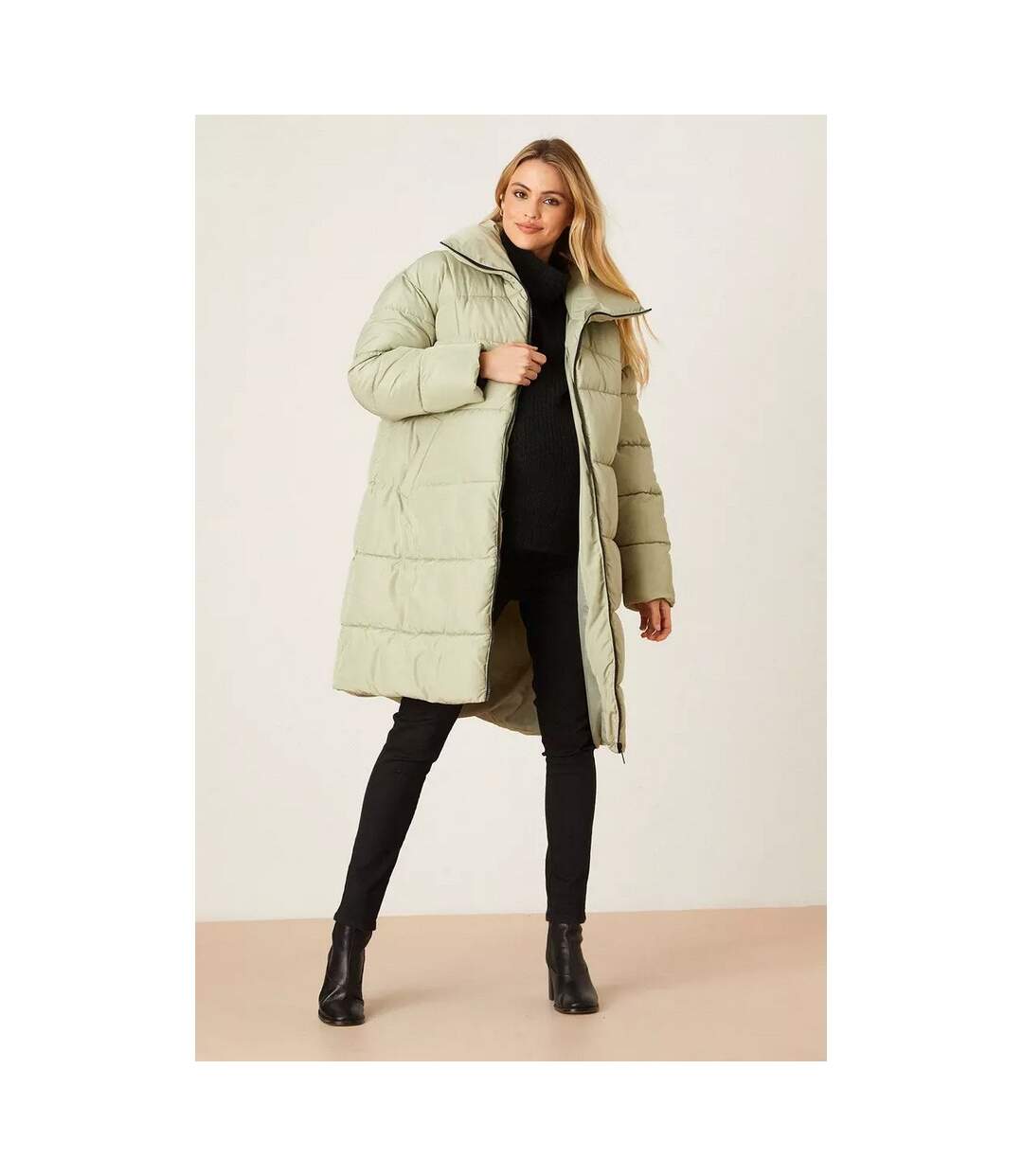 Womens/ladies Longline Padded Maternity Coat Sage Dorothy Perkins-1
