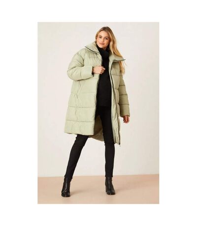 Womens/ladies Longline Padded Maternity Coat Sage Dorothy Perkins