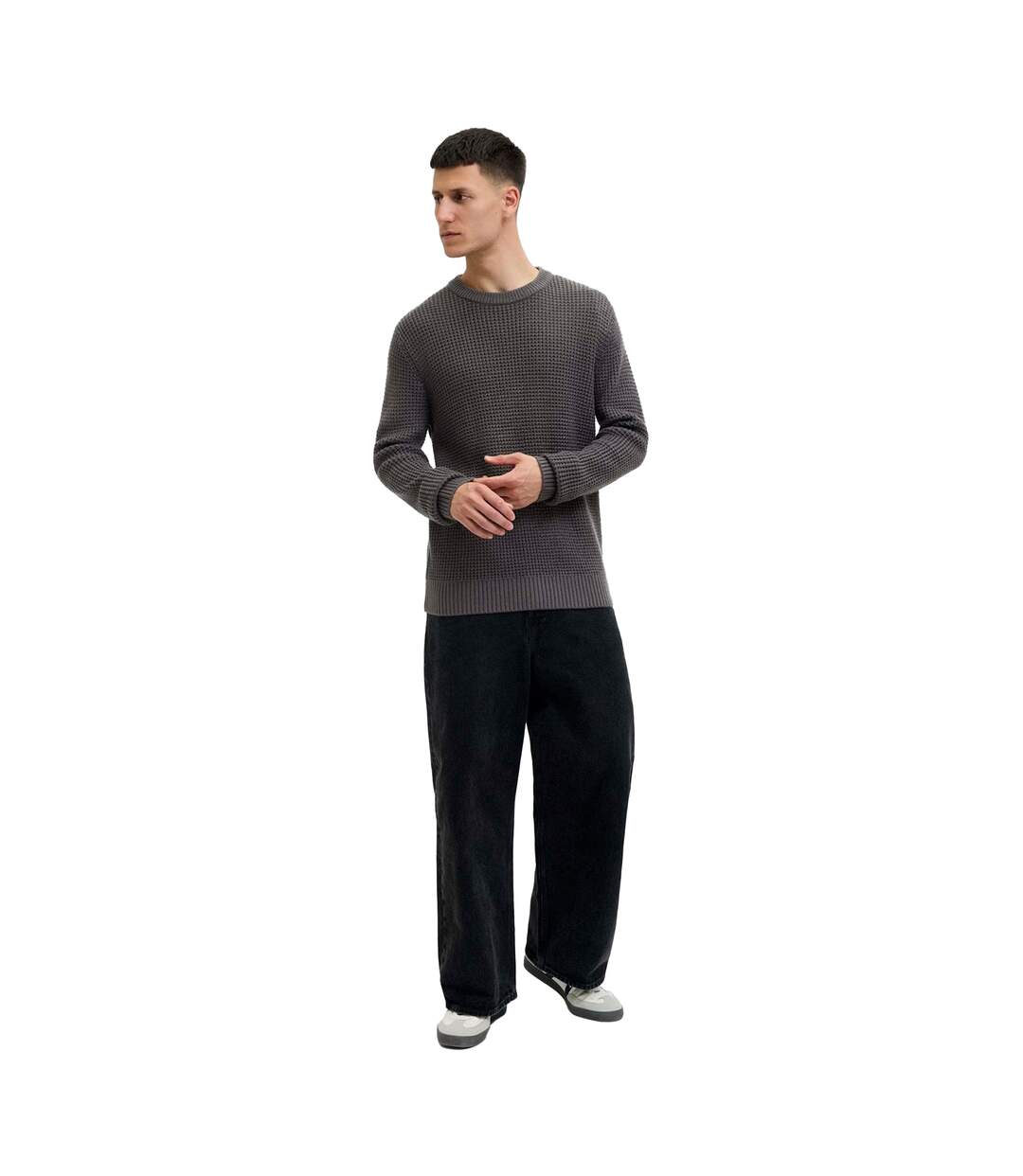 Mens Textured Long-sleeved Jumper Asphalt Jack And Jones-4