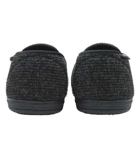 Dunlop - Chaussons homme à mémoire de forme noirs en velours côtelé