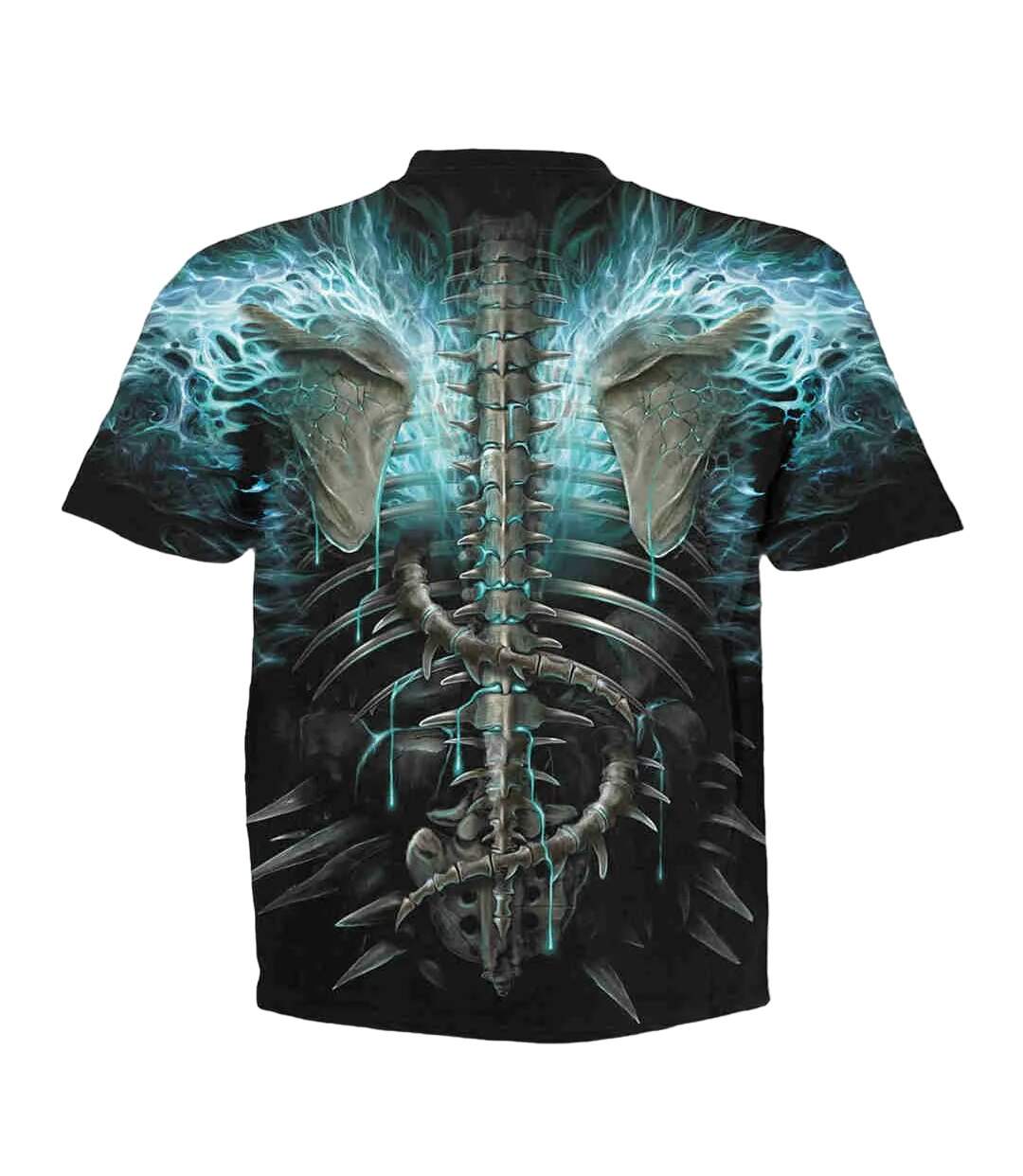 T-shirt flaming spine adulte noir Spiral Direct-2