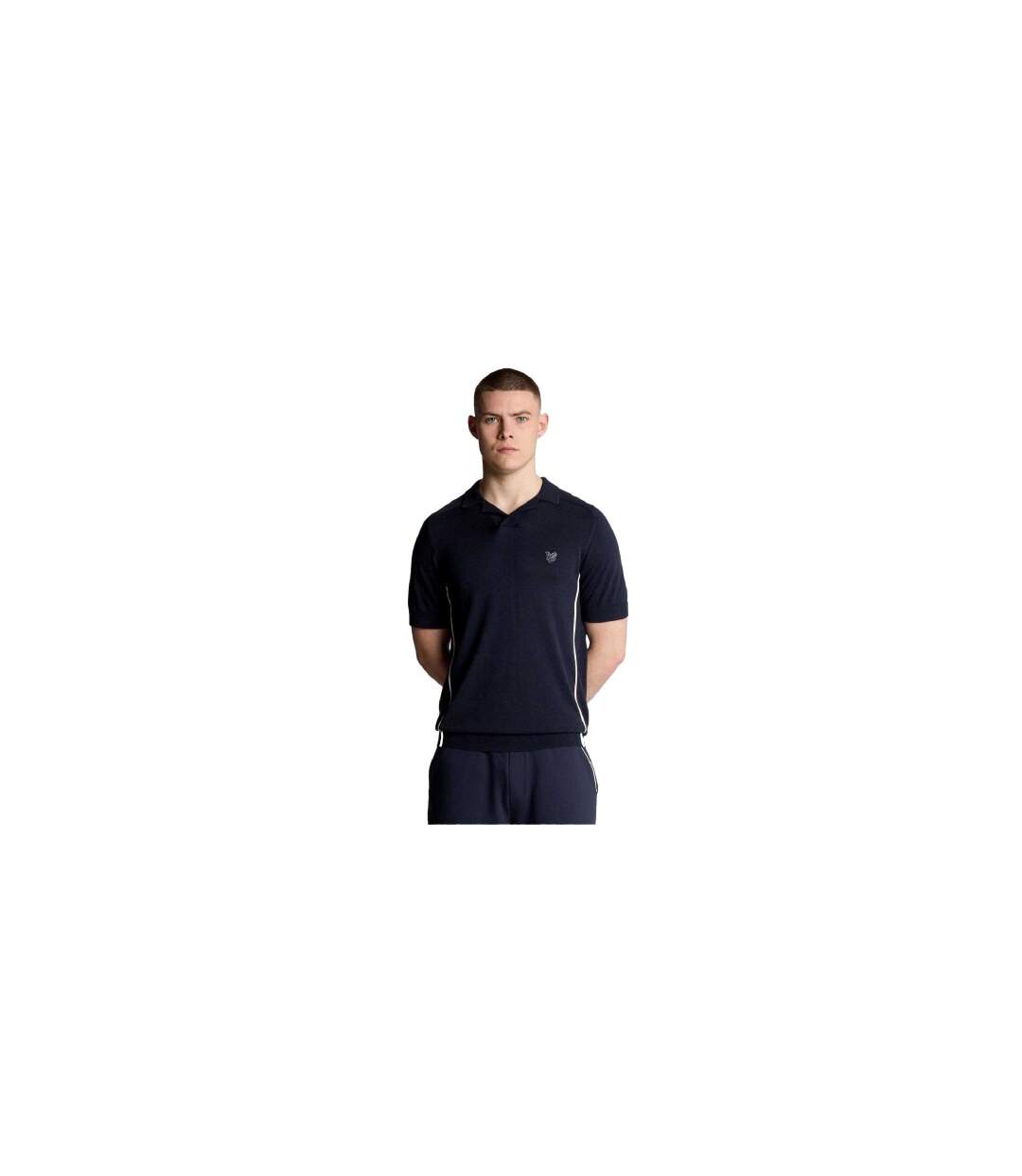 Mens Cotton Blend Polo Shirt Blue Lyle & Scott-1