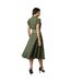 Womens/ladies contrast detail collared midi dress khaki green Principles-2