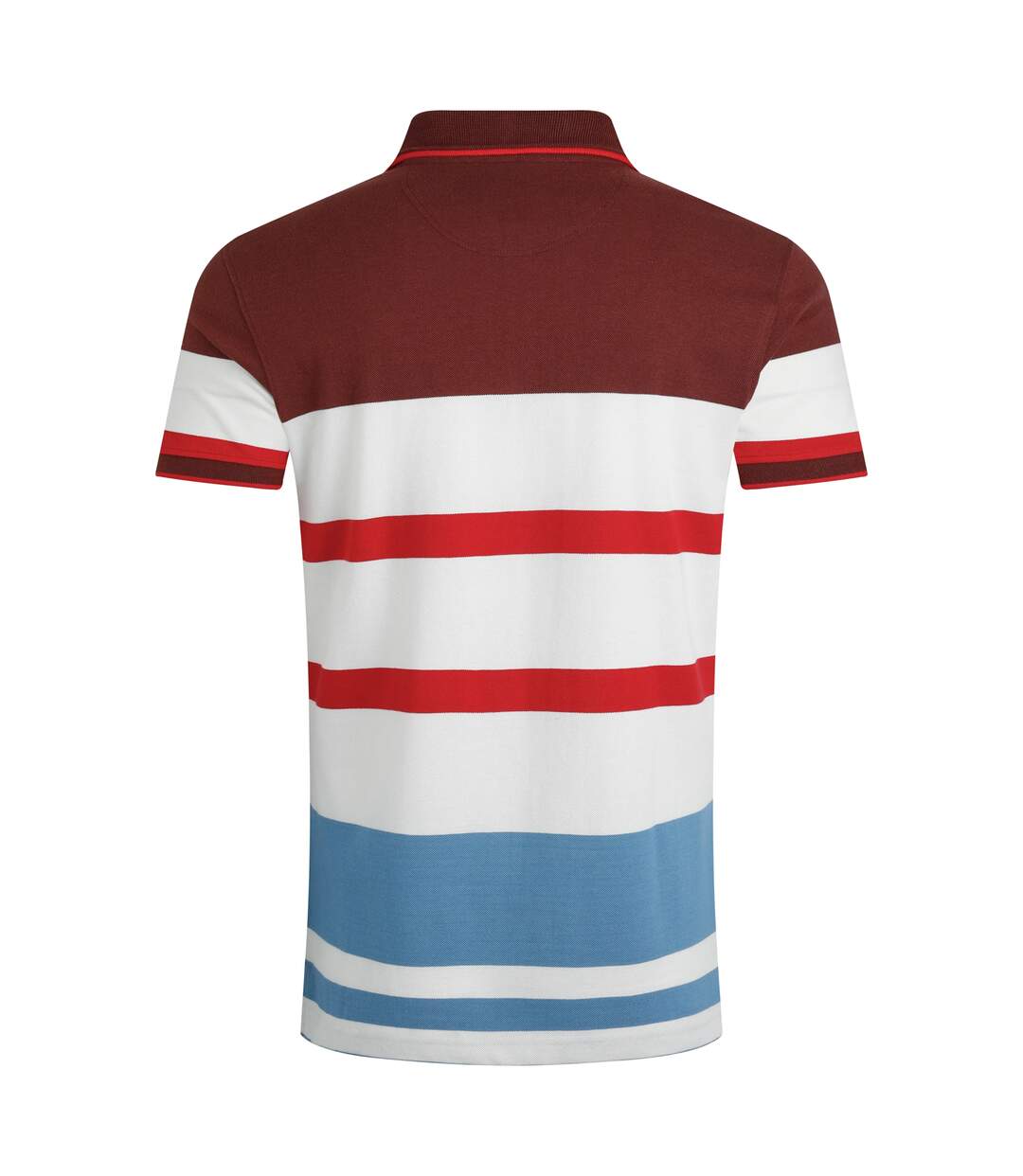 Mens sunbury stripe organic cotton polo shirt pinot red Weird Fish-2