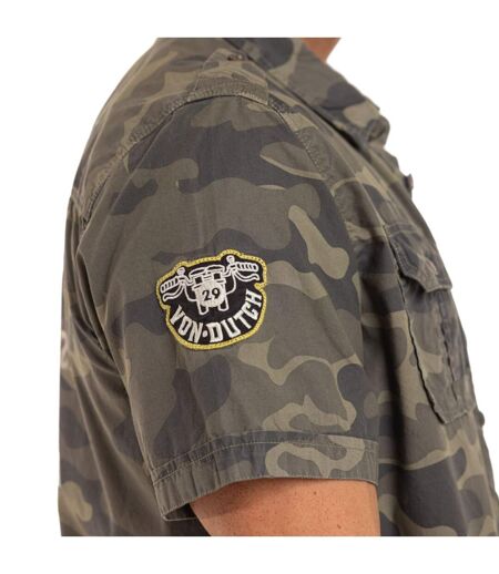 Chemise homme manches courtes en popeline patch et print dos Derek Vondutch
