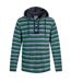 Mens payson striped macaroni button neck hoodie ensign blue Weird Fish-1