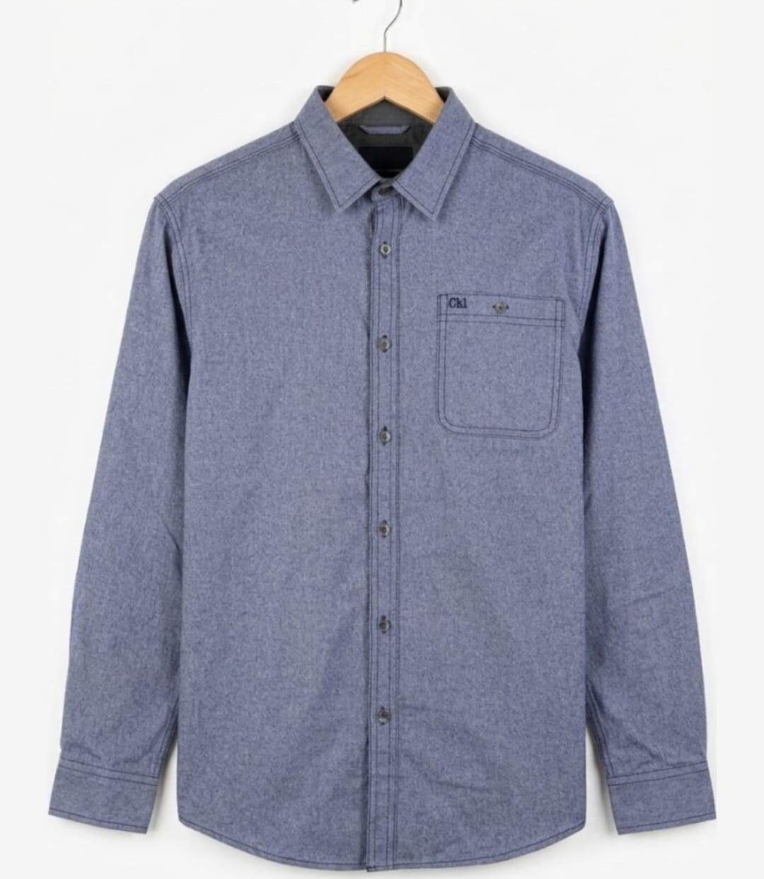 CHALLENGER TEVA1 — Chemise à carreaux manches longues bleu chiné : chaleur et aisance en flanelle-2