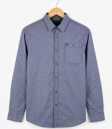CHALLENGER TEVA1 — Chemise à carreaux manches longues bleu chiné : chaleur et aisance en flanelle