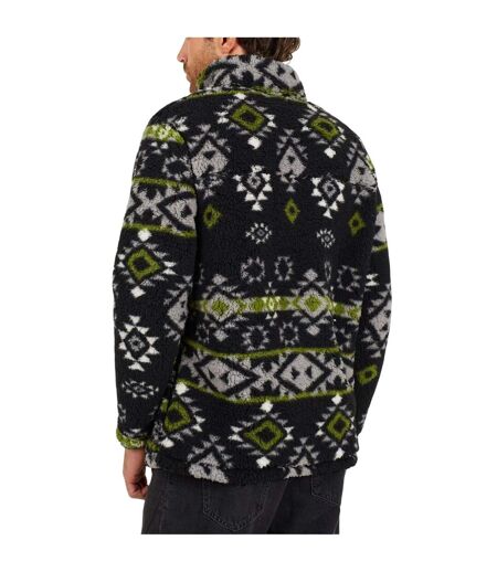 Mens Aztec Fleece Long-sleeved Sweatshirt Green Brave Soul
