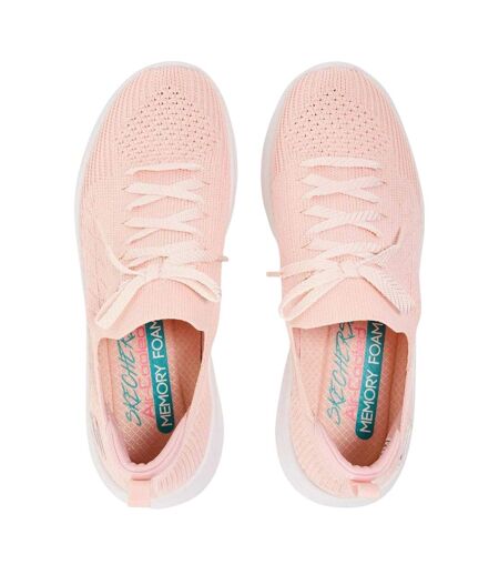 Womens/ladies Flat Ankle Boots Light Pink Skechers