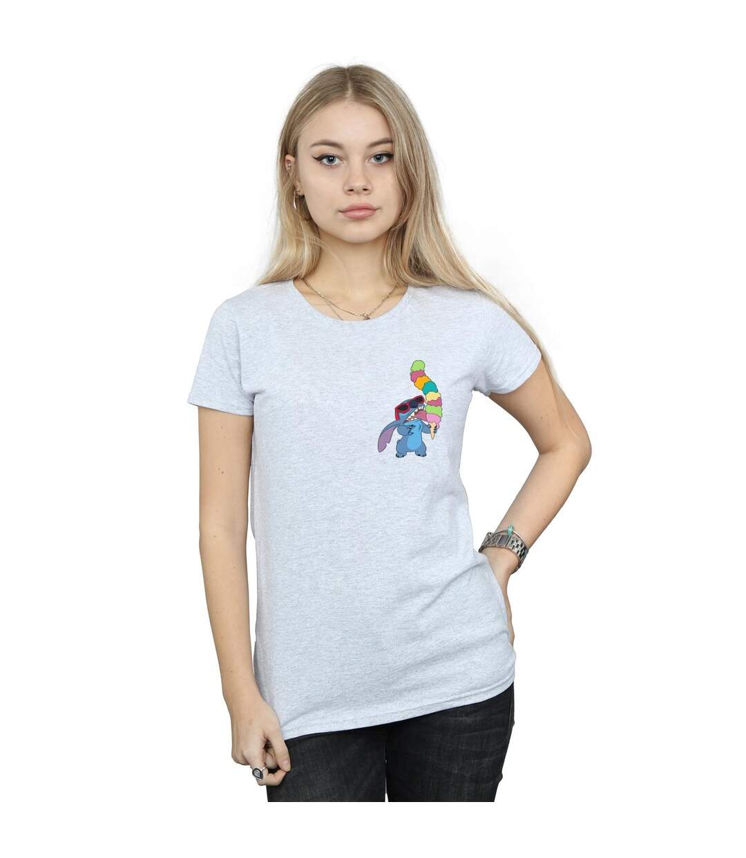 Disney - T-shirt LILO AND STITCH ICE CREAM - Femme (Gris chiné) - UTBI25376-2