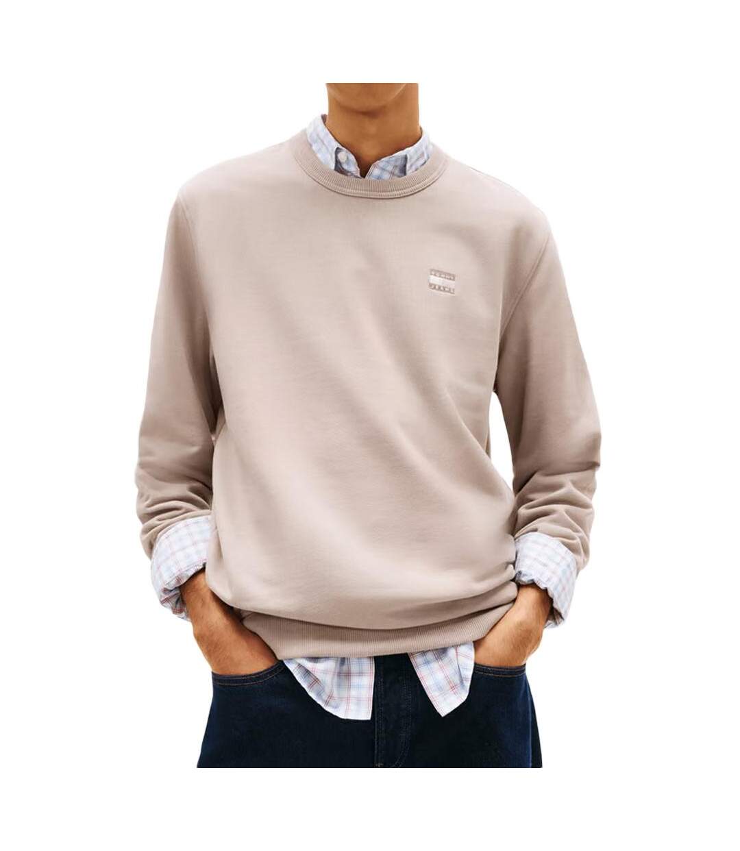 Sweat beige homme tommy hilfiger badges-1