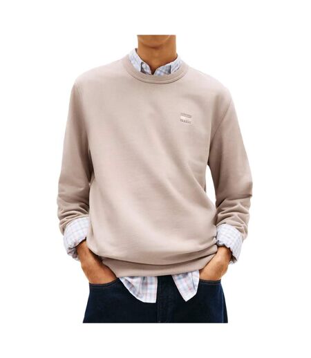 Sweat beige homme tommy hilfiger badges