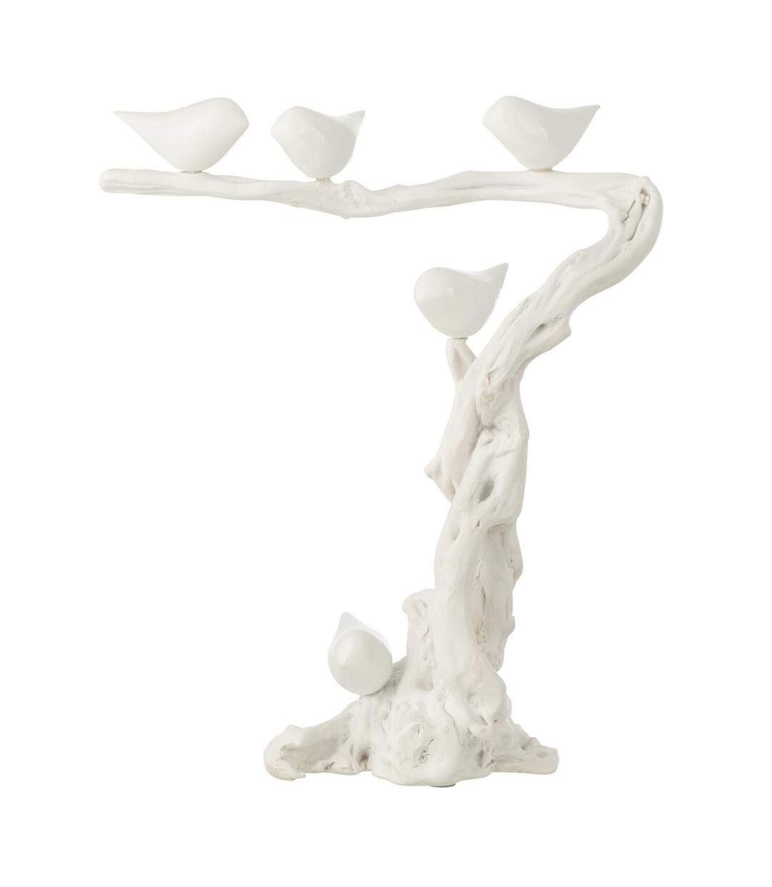 Oiseaux sur Branche en Résine Maribel 46cm Blanc-1