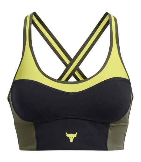 Womens/ladies Compression Sports Bra Black Yellow Under Armour