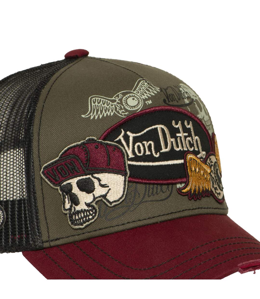 Casquette trucker filet effet usé avec patch et print Patches17 Vondutch-3