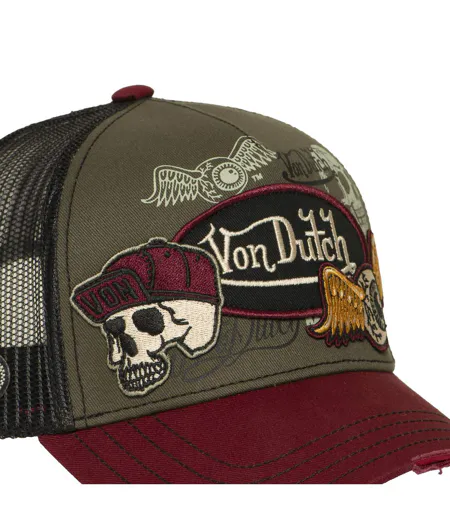 Casquette trucker filet effet usé avec patch et print Patches17 Vondutch