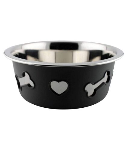 Weatherbeeta Non-slip Stainless Steel Bone Dog Bowl (21cm) (Dark Grey) - UTWB1329