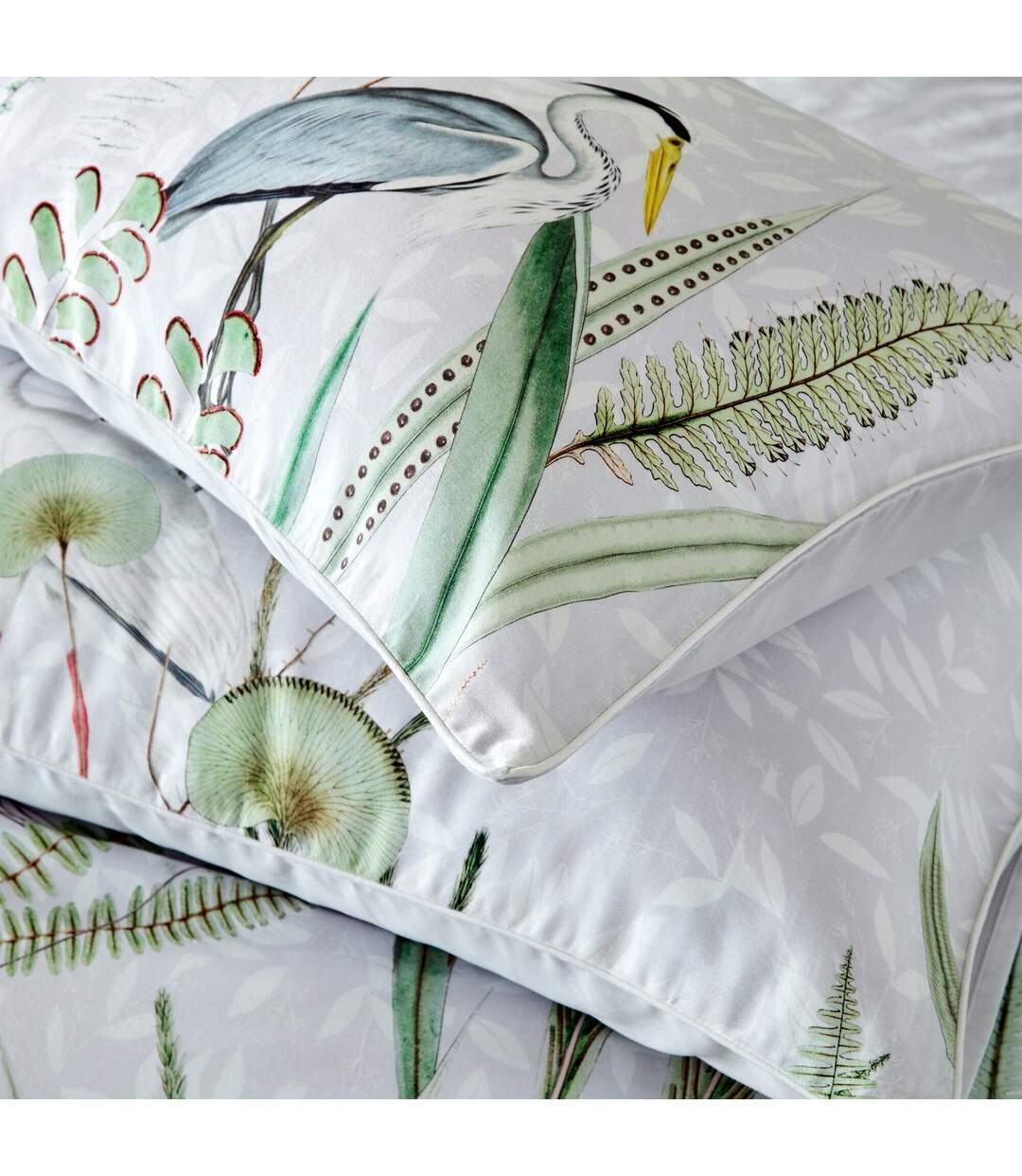 Aaliyah botanical duvet cover set white/green/grey Paoletti