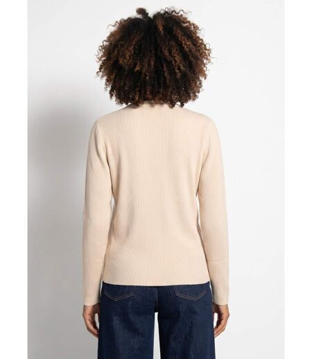 Pull fin uni maille côtelée col V