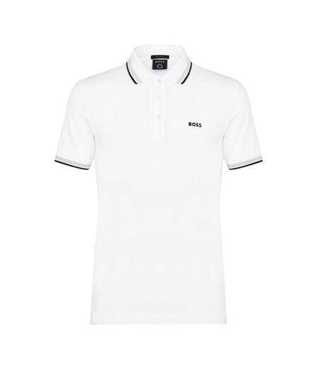 Polo Motif/style Rayure Contrastée Sur Bord Paddy Homme Blanc Boss