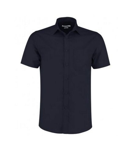 Kustom Kit Mens Short Sleeve Tailored Poplin Shirt (Dark Navy)
