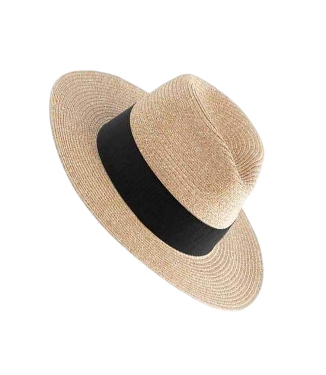 Fédora En Paille À Bord Large Adulte Beige Noir Beechfield-3
