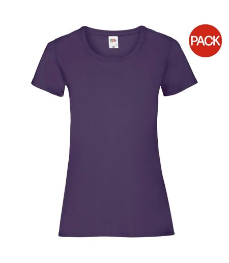 T-shirts Manches Courtes Femmes Violet Fruit Of The Loom