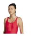 Womens/ladies Triple Stripe One Piece Swimsuit Ruby Red Adidas-4
