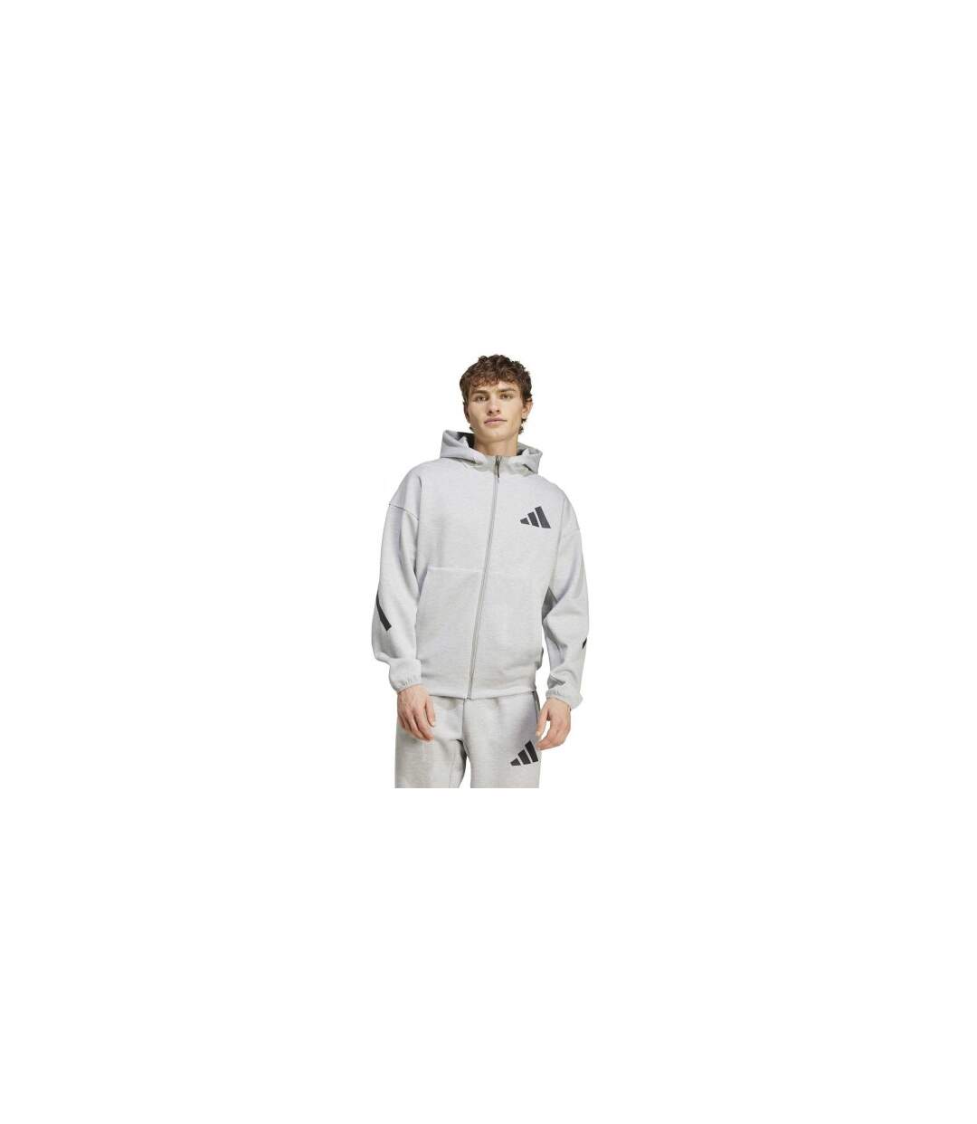 Mens Z.n.e. Full Zip Hoodie Medium Heather Grey Adidas-1