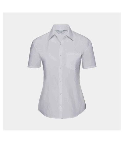 Russell Collection Womens/Ladies Poplin Short-Sleeved Shirt (White)