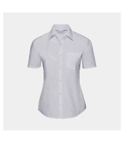 Russell Collection Womens/Ladies Poplin Short-Sleeved Shirt (White)