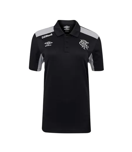 Womens/ladies Presentation Rangers Fc Polyester Polo Shirt Caviar Microchip Umbro