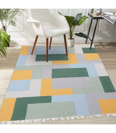 Tapis kilim fait main en laine motif géométrique