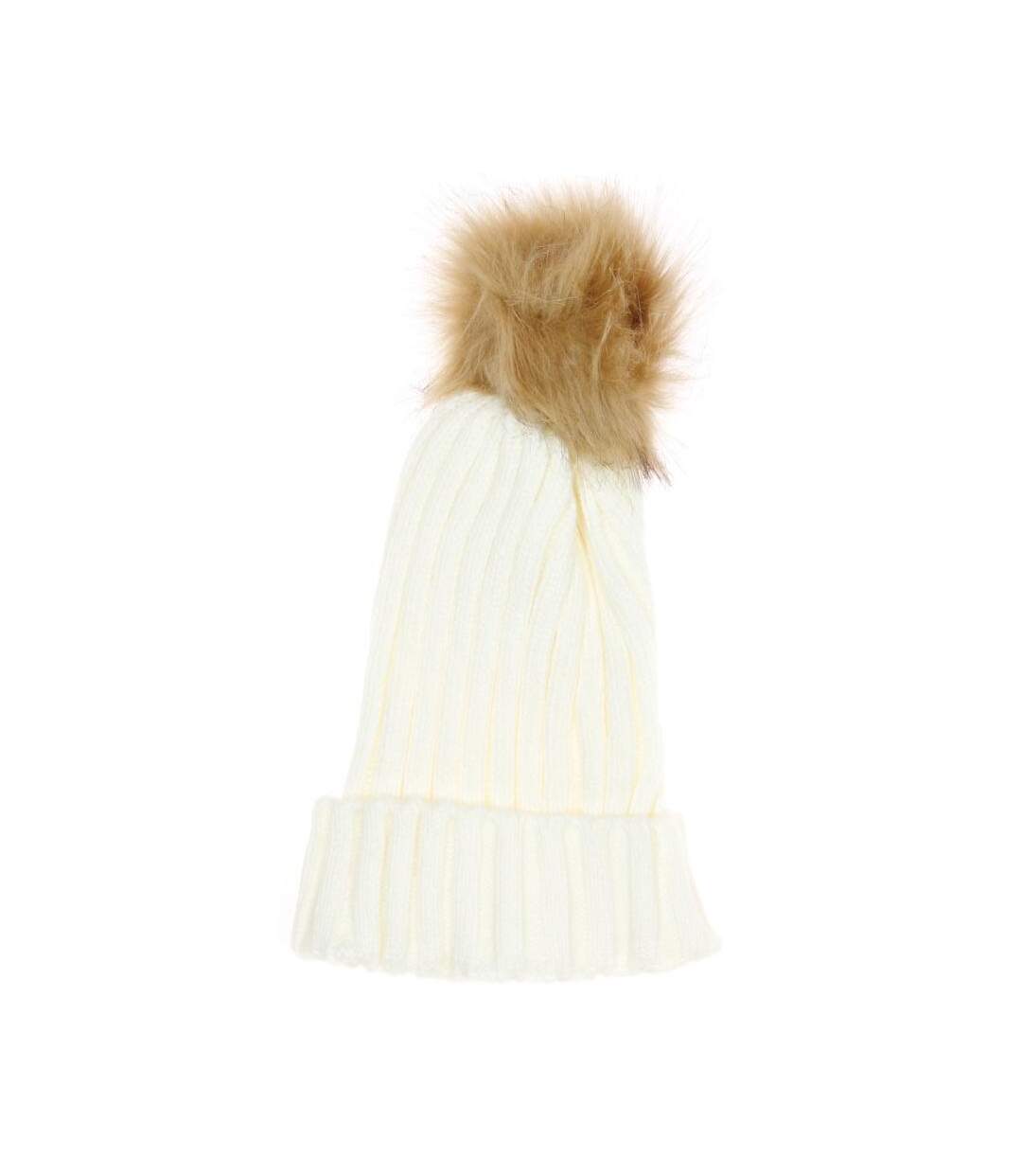 Bonnet écru femme infinitif paris pompon-1