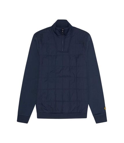 Mens hybrid quilted quarter zip sweatshirt muddy navy Lyle & Scott