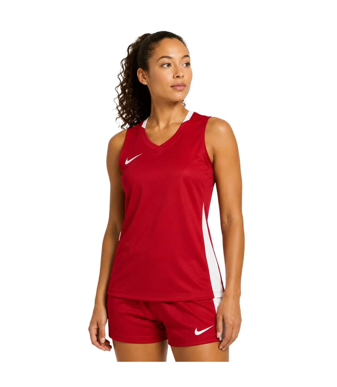 Maillot Sans Manches Motif/style Panneau Contrasté Femme Rouge Vif Blanc Nike-4