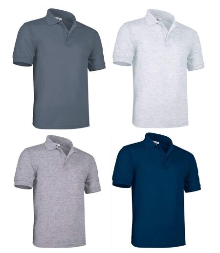 Lot 4 Polos manches courtes - Homme - PATROL - gris blanc chiné et bleu