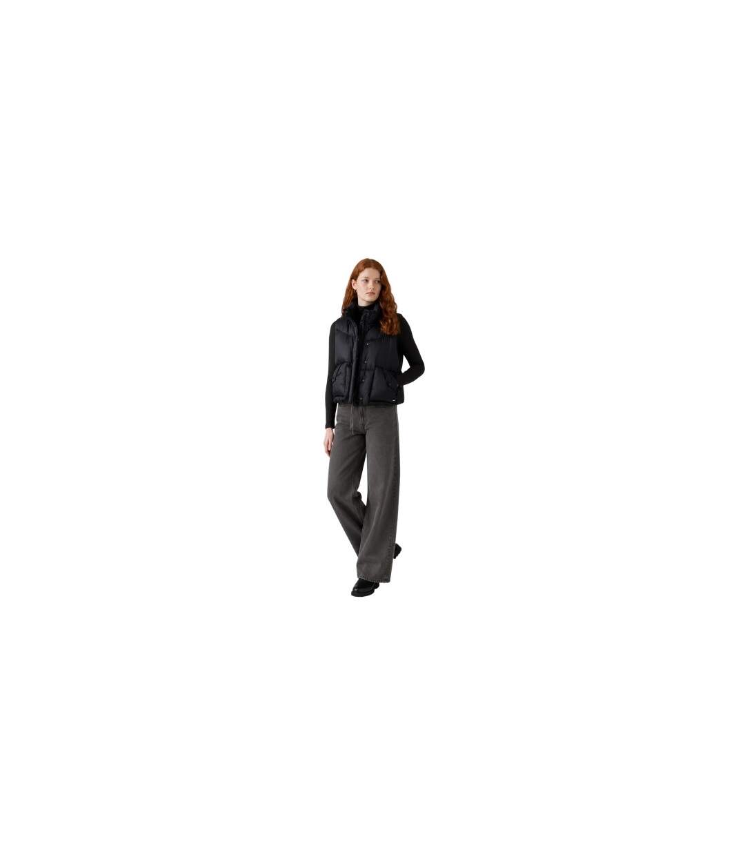 Womens/ladies Western Bubble Gilet Black Levis-1