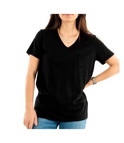 T-shirt Noir Femme Superdry Pocket V