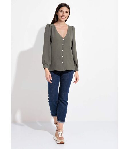 Tunique reliefée boutonnée, col V