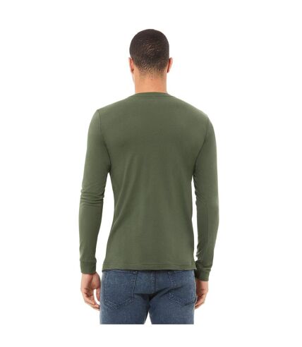 Unisex adult jersey long-sleeved t-shirt military green Bella + Canvas