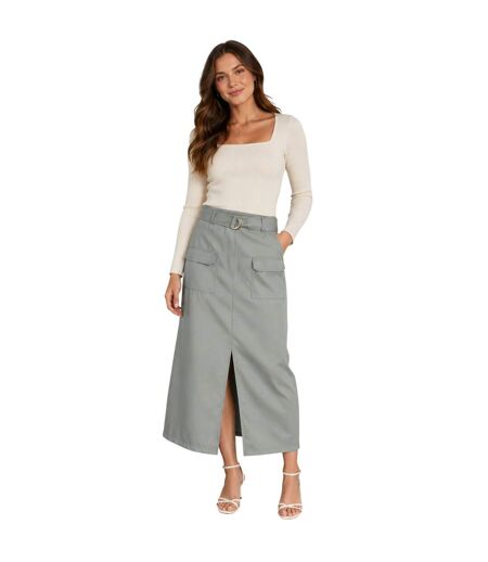 Jupe Droite Tanne Femme Vert De Gris Vero Moda