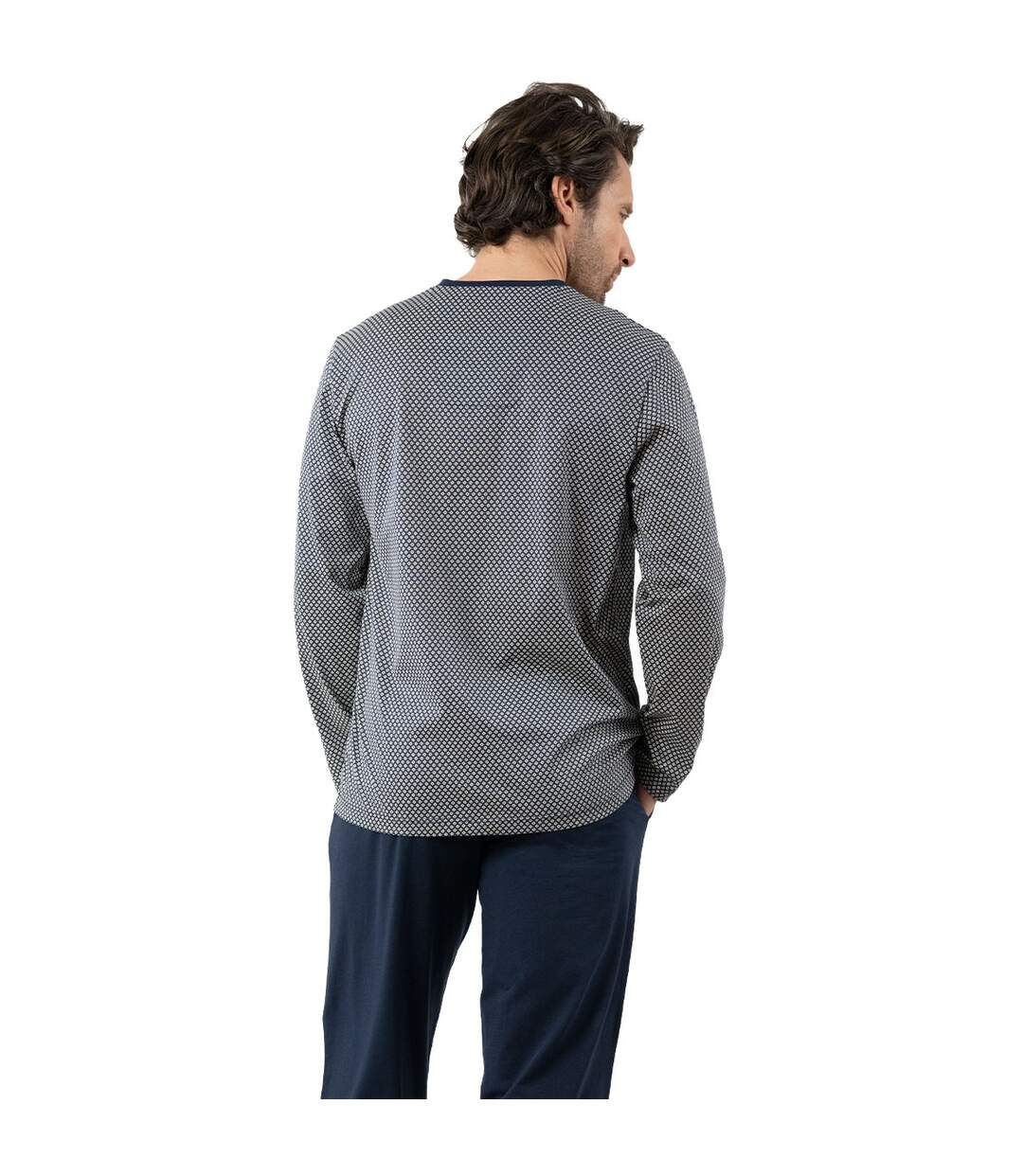 Pyjama long col V homme Mercerisé Eminence-3