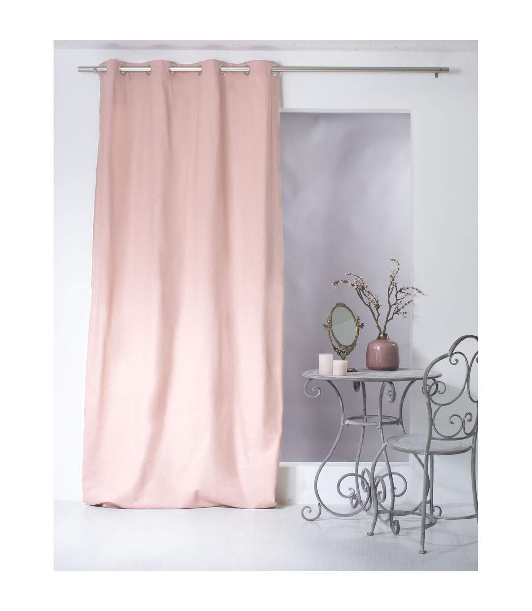 Rideau uni effet bachette - 135 x 240 cm - Rose-1