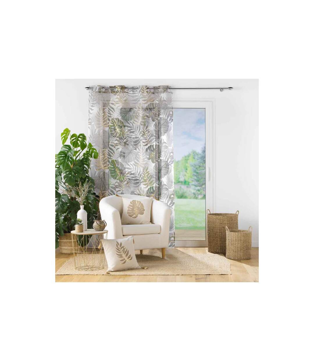 Rideau Voilage à Œillets Mogador 140x240cm Beige-4