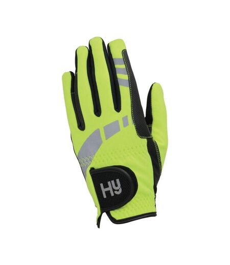 Childrens/kids Riding Gloves Reflective Yellow Hy