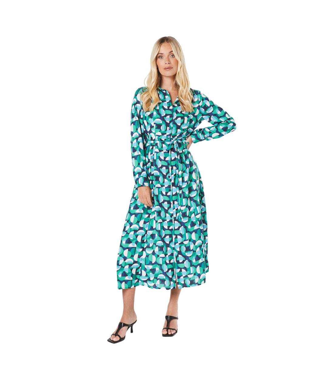 Robe chemisier femme vert Principles-1