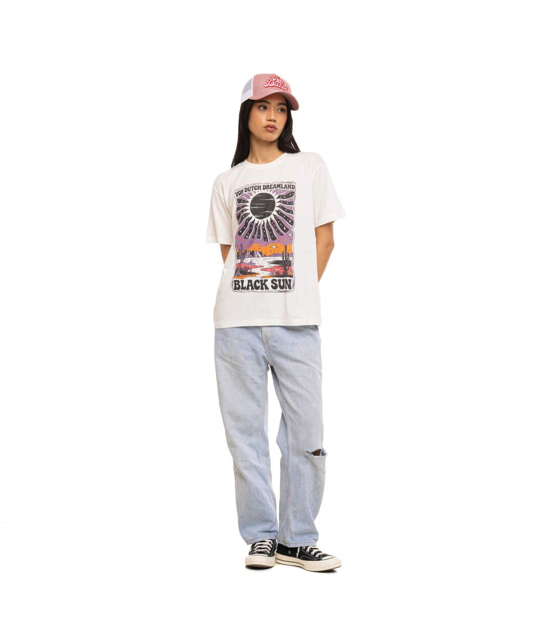T-shirt femme fluide col rond print devant et dos Sun Vondutch-5
