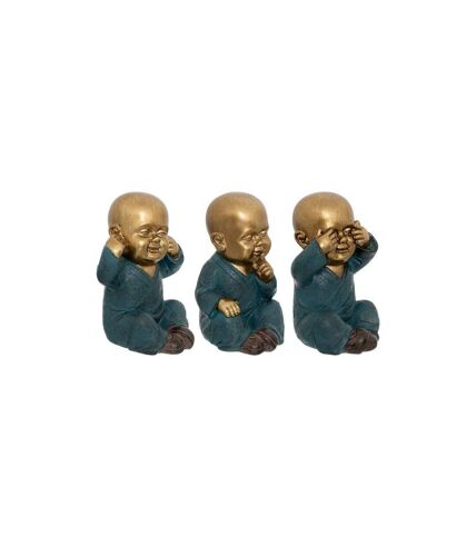 Lot de 3 Statuettes Déco Bouddha Sagesse 21cm Or